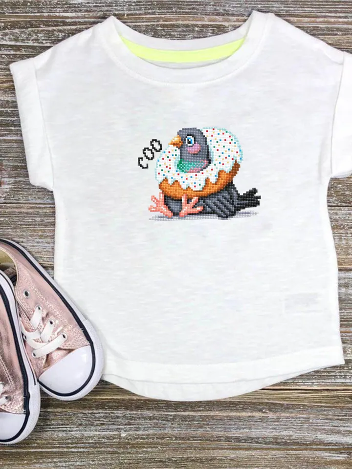 Pigeon with donut cross stitch pattern PDF download Funny bird cross stitch chart, Small pigeon pattern digital PDF, Bird lover gift #K54