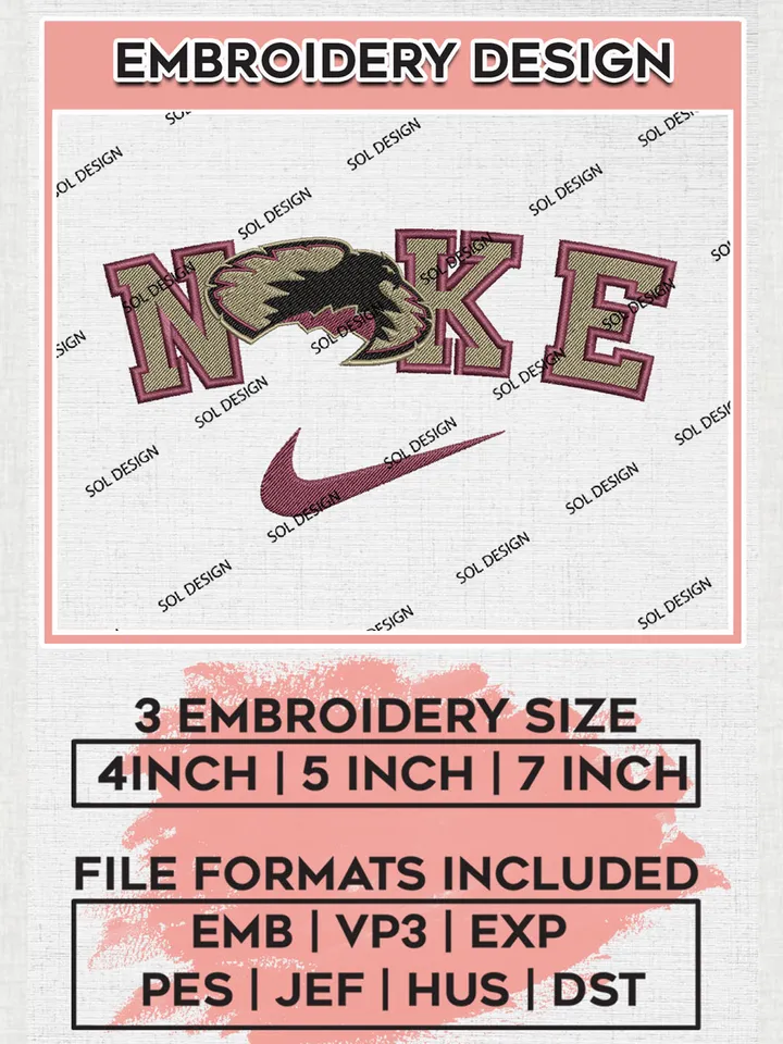 Nike Denver Pioneers Machine Embroidery Design, NCAA Denver Pioneers Embroidery Design files, NCAA Embroidery Designs, NCAA Machine Embroidery Designs, Digital Download