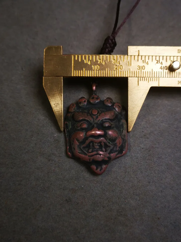 Gandhanra Antique Tibetan Amulet Badge,Mahakala Pendant, Buddhist Protector Deity, 50 Years Old