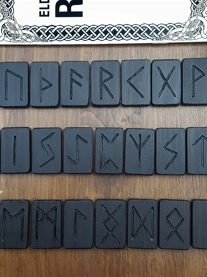 Shadows Runes set & Divination Guide, Runes Stones as Pagan Supplies: Wiccan & Wicca Rune Stones for Beginners, Altar Divination Tools of Black Rune Set and Book, Witchcraft Supplies and Witchy Gifts