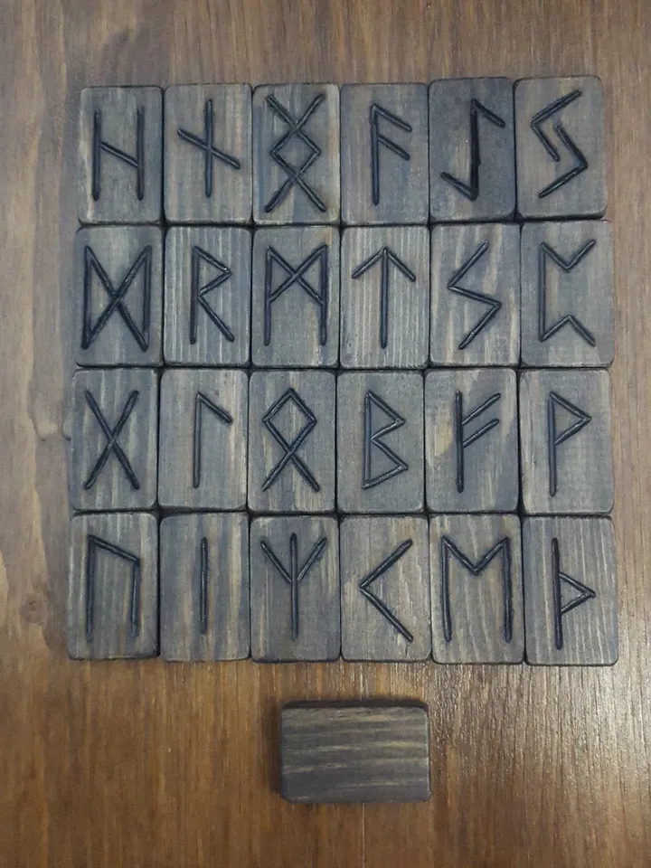 Shadows Runes set for divination with Book and bag