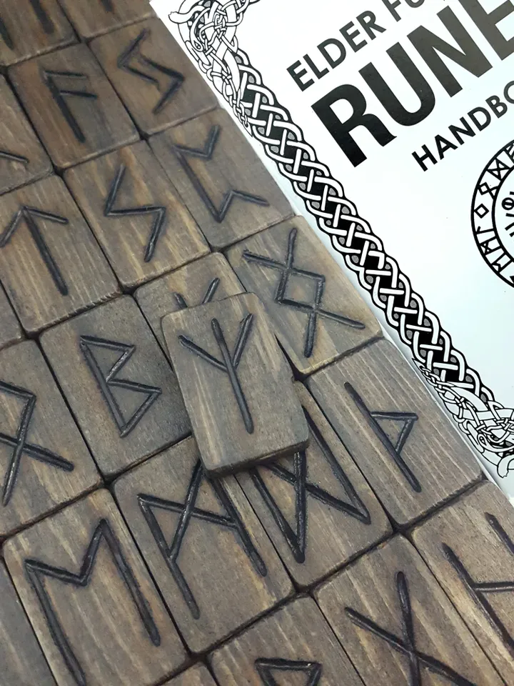 Shadows Runes set for divination with Book and bag