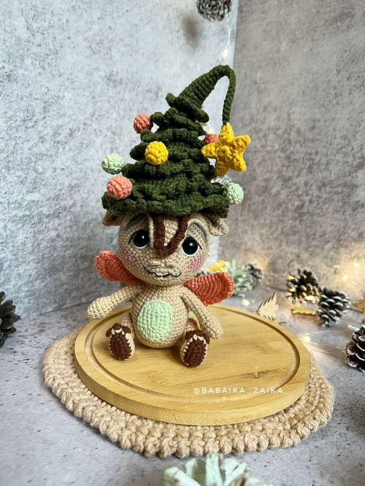 PDF Crochet Pattern Xmas Dragon, Christmas Crochet Pattern, Animal Crochet, Amigurumi Crochet Ornament Christmas baby Animal Christmas Decor