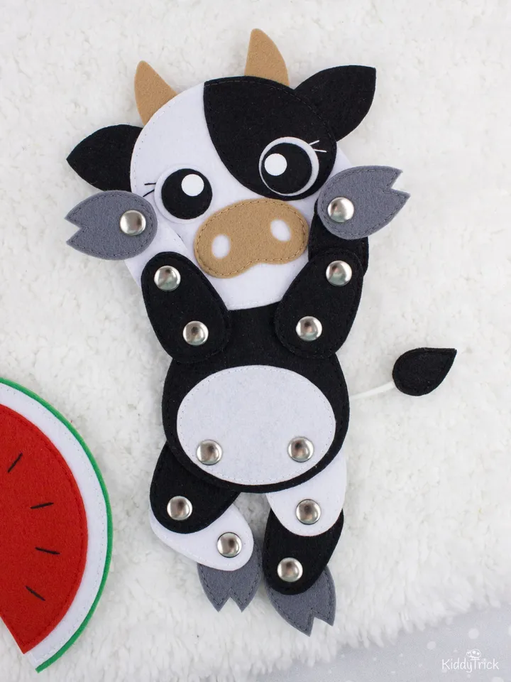 Felt Cow - Sewing Pattern - Articulated toy
