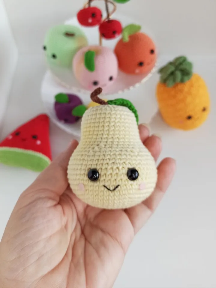 Set crochet fruit (11 pcs), pretend to play food, kawaii fruit,Montessori toy,
