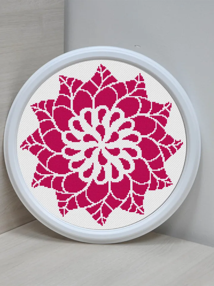 Flower mandala cross stitch pattern download PDF Easy mandala digital PDF Monochrome cross stitch Modern quick cross stitch Home decor #M124