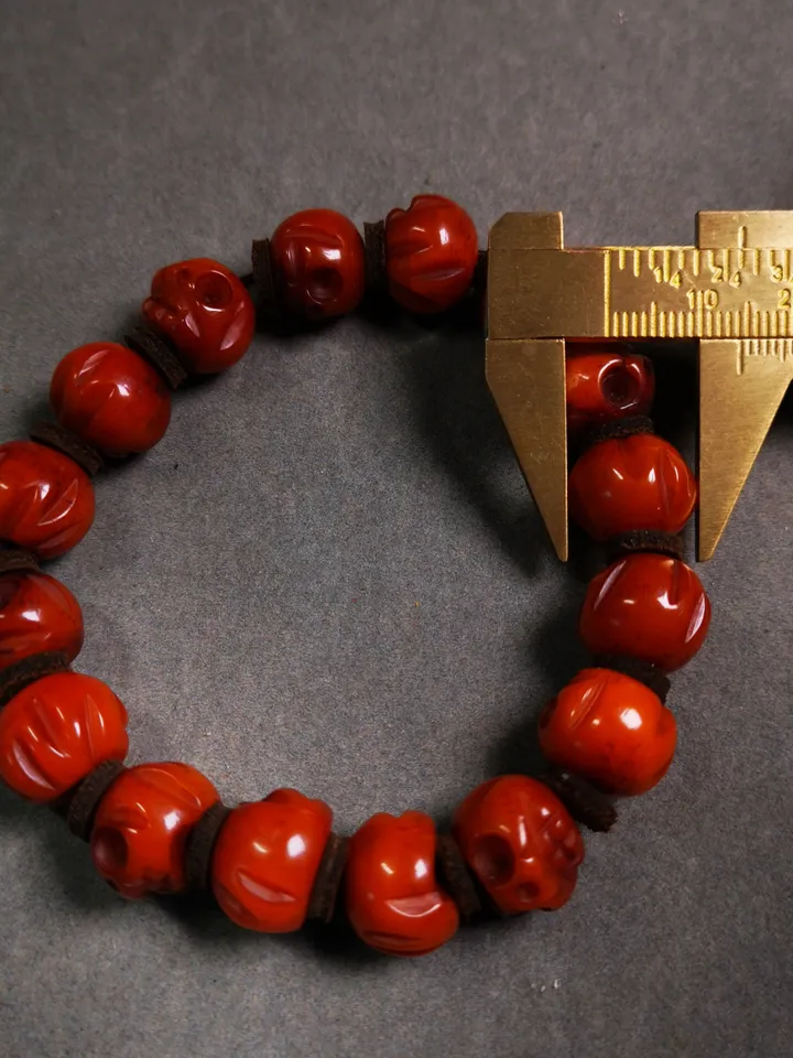 Hand-carved Tibetan Yak Bone Mala Beads Bracelet,Chitipati,Shmashana Adhipati,Amulet Bracelet,for Meditation and Prayer