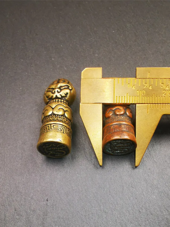 Gandhanra Vintage Tibetan Stamp Seal,Snow Lion Shape,Auspiious Meaning, Hand Crafted Amulet Pendant,