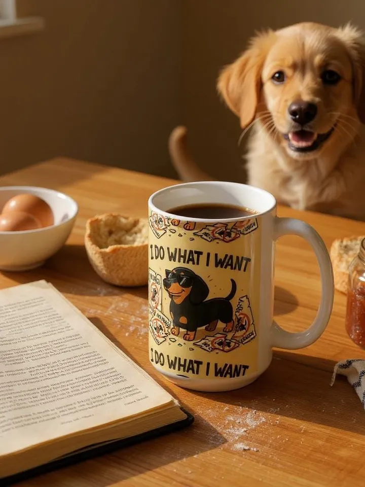 Whimsical Dachshund Dog Lover Ceramic Mug,I Do What I Want, Gift for Pet Owners, Coffee Cup, Cute Dog Mug, Animal Lovers, Gift For Dog Mom