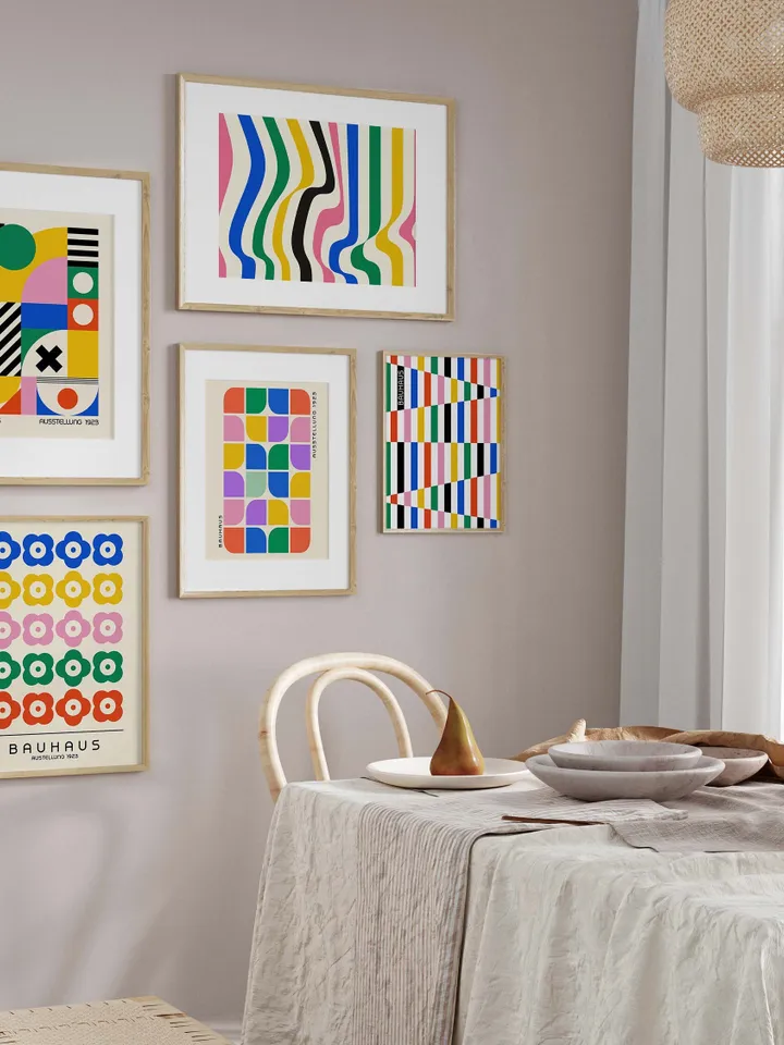 Bauhaus Wall Art Print Set of 6 Modern Abstract Minimalist Bauhaus Wall Art Colorful Geometric printable Great for Bedroom or Living Room