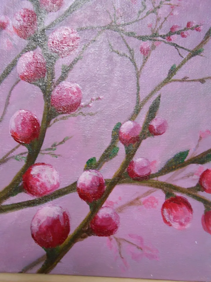A flowering tree. Oil painting