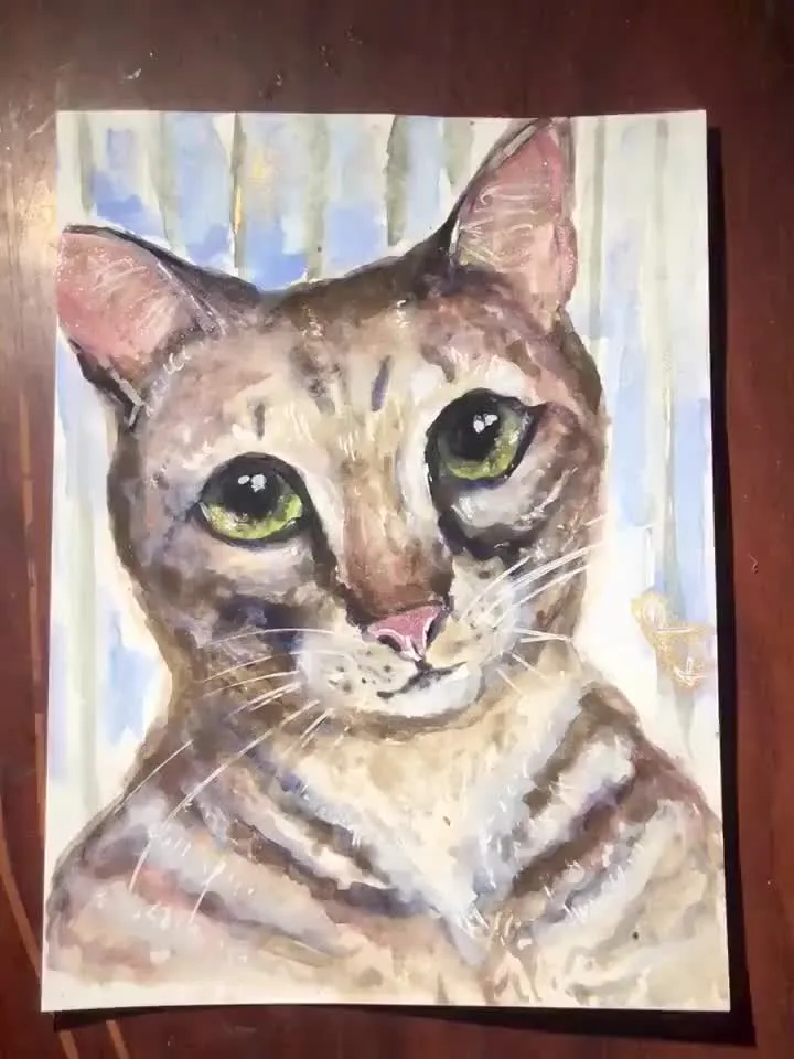 Andy-cat painting,original watercolor painting,one of kind,cat lovers gifts,wall decoration