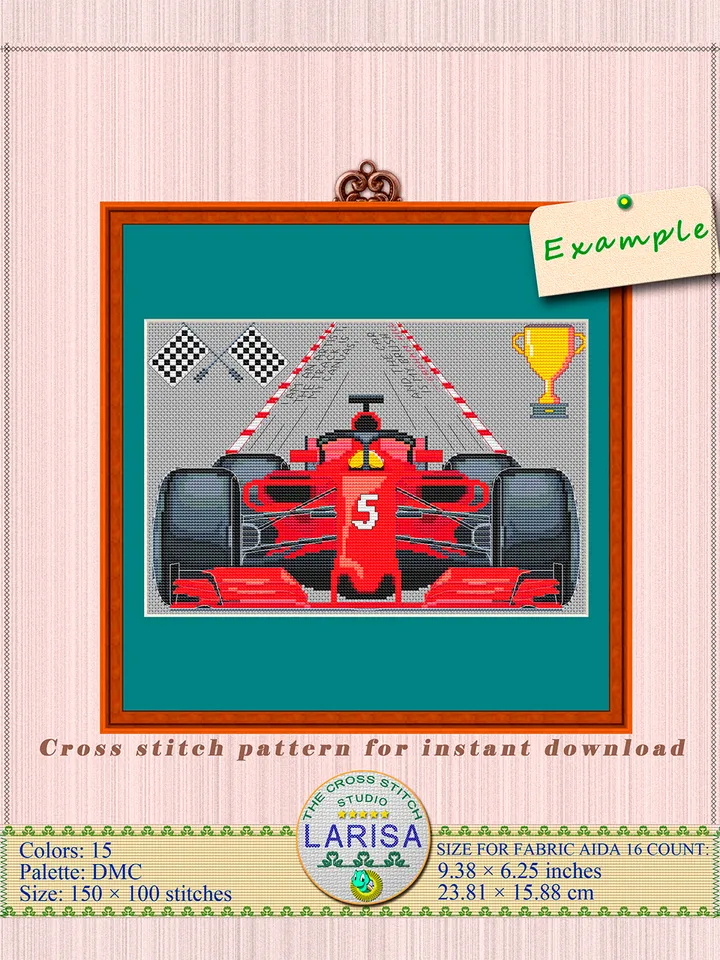 F1 Cross Stitch Pattern | Formula One Car | Formula 1