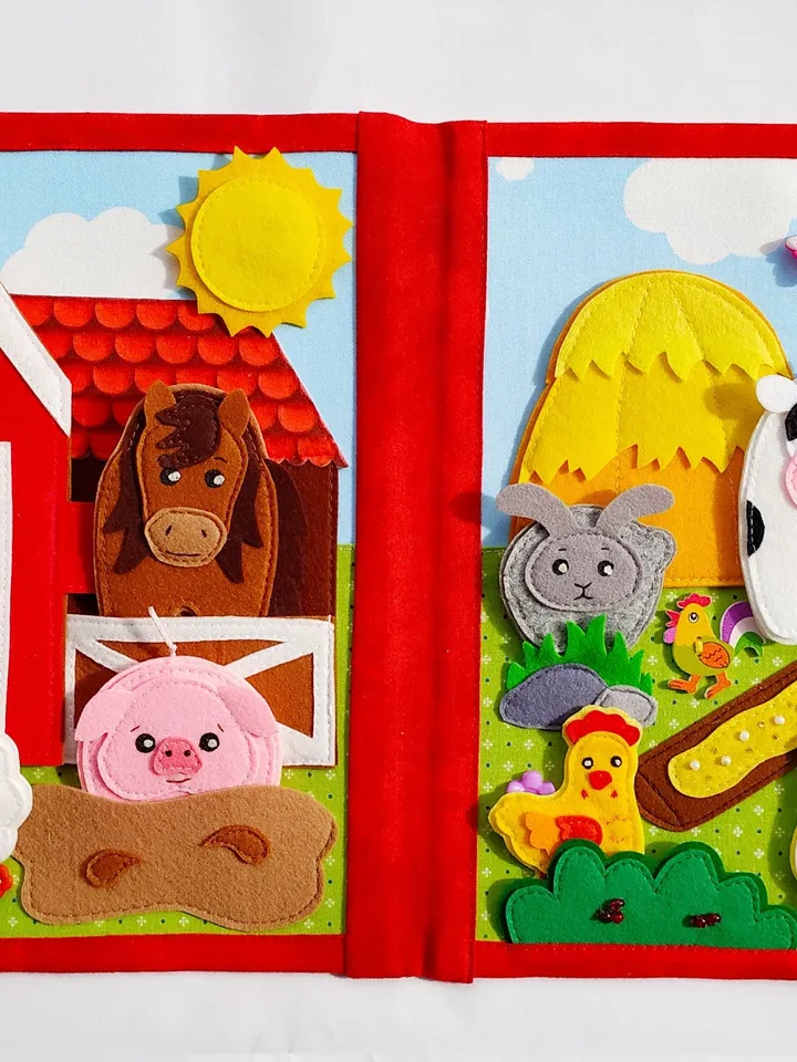 Farm Quiet Book Pattern, Felt book template, Felt farm animals pattern, Felt finger puppet pattern, Felt pattern PDF for toddler