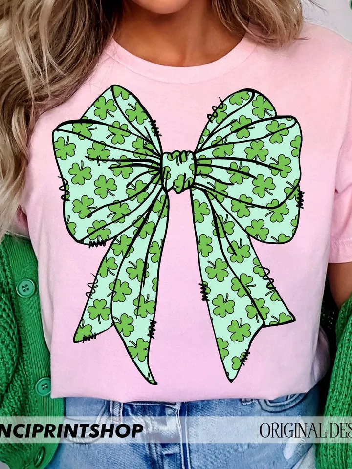 Coquette Bow Shamrock Png, St Patricks Day png, St Patricks Bow png, St patricks Gift, Lucky Shamrock png, St Patricks Design png, Irish png