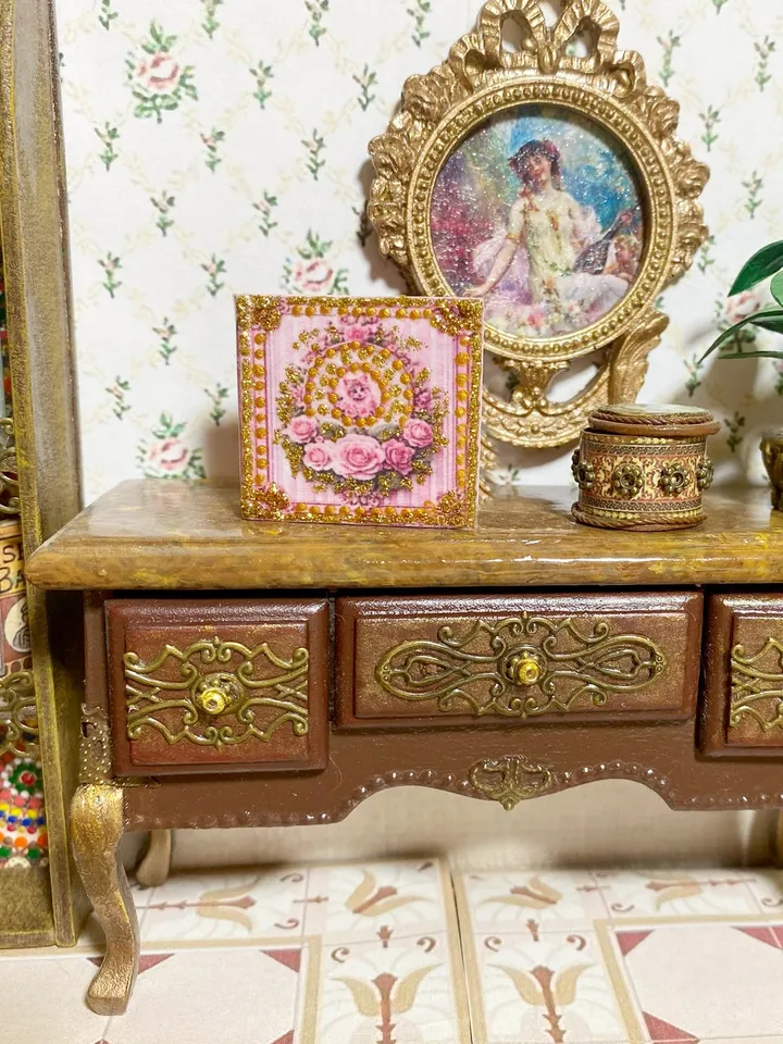 Photo album for a doll. Dollhouse miniature. 1:12. Handmade. Vintage photo album.