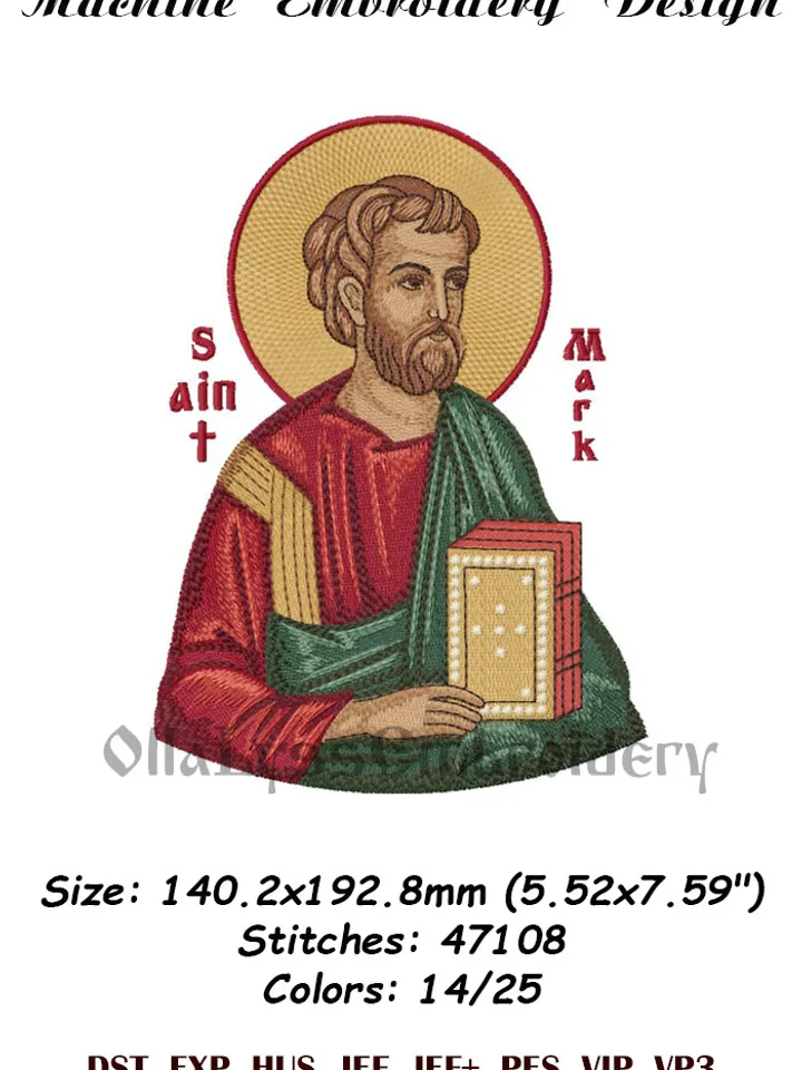 Mark the Evangelist embroidery design