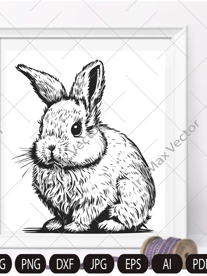Rabbit SVG, Bunny monogram, easter , hunter svg,rabbit cut file, peeking animal clipart, face Vector image, Head Printable art, png, dxf