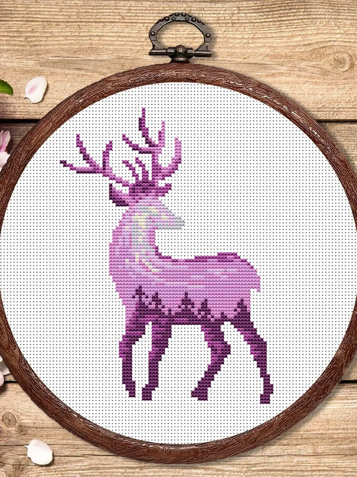 Deer Cross Stitch Pattern, Animal Cross Stitch, Embroidery Deer, Watercolor Deer Silhouette Cross Stitch, Modern Cross Stitch #anm023