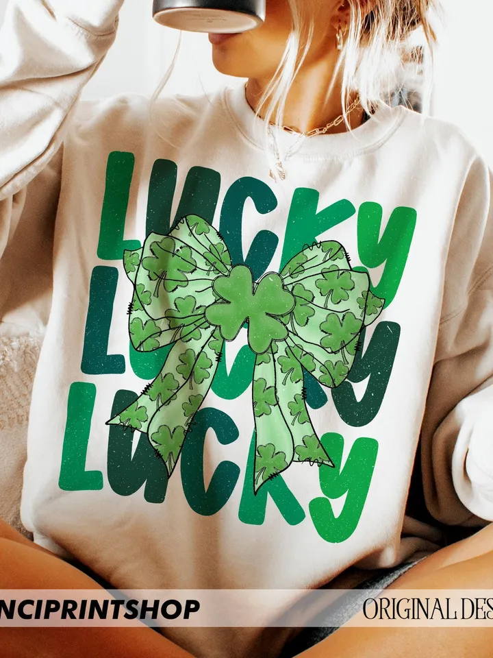Lucky St.Patricks Day Coquette Png, St Patricks day png, Lucky png, St Patrick Bow Png, Girl st patricks day, Shamrock png, Sublimation png