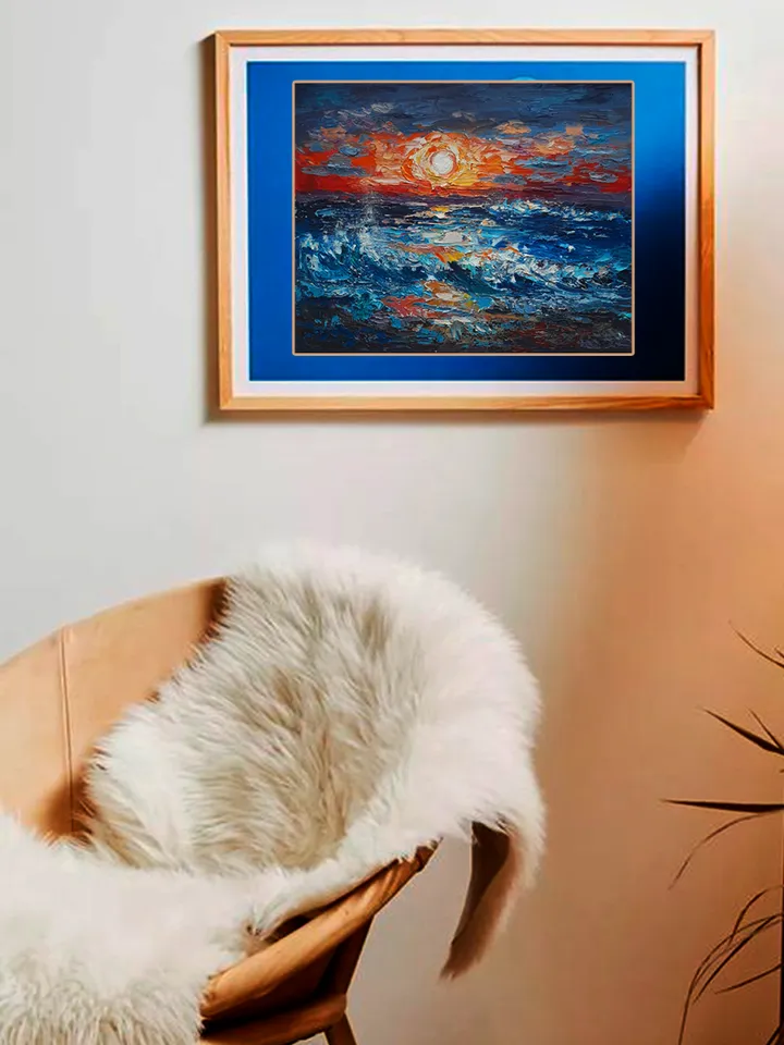 Oil painting Sunset on the sea 24x30 cm (9,5х11,8 inches)