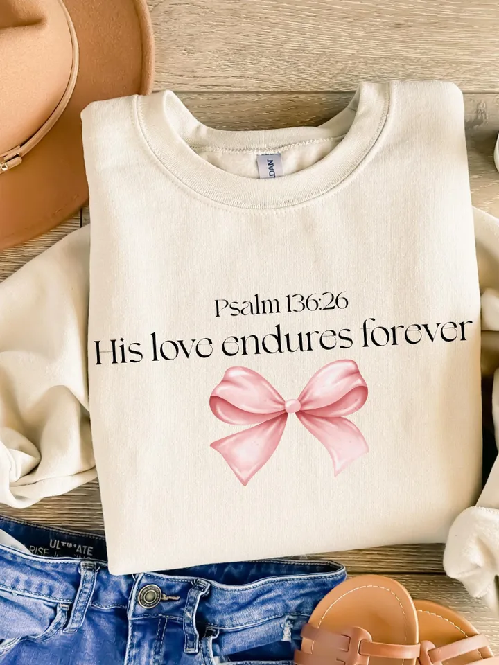 Christian Valentine Png, His Love Endures Forever Design for Shirt, Retro Valentine Png, Jesus Bible Verse Instant Download