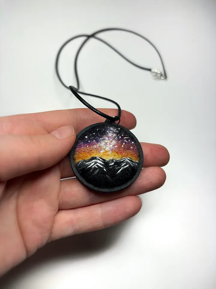 Miniature landscape painting, art pendant