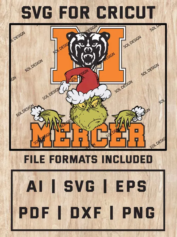 Grinch Mercer Bears SVG, NCAA SVG Design, NCAA Mercer Bears SVG, NCAA Mercer Cricut, Christmas Svg, Grinch svg, Digital Download