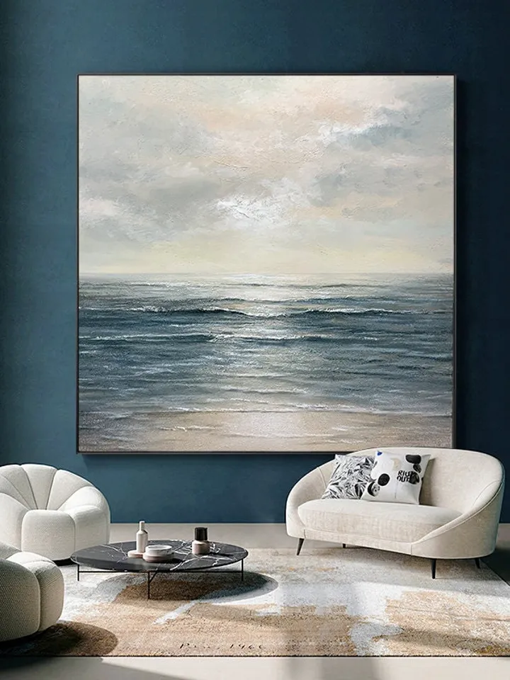 Abstract painting, Abstract art, Beach decoration, Home decoration, Large oil painting, Ocean art, Canvas painting, Mural, Bedroom mural
