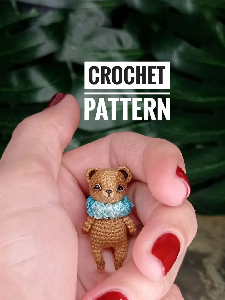 PDF crochet pattern cute bear. Bear toy pattern. Crochet miniature pattern. Little bear toy pattern. DIY cute bear.