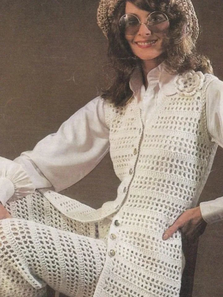 Crochet trouser suit pattern , crochet pants pattern , crochet waistcoat pattern pdf
