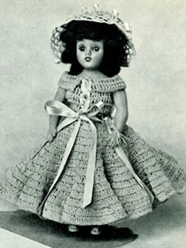 Vintage Crochet Pattern Dress for Doll Party Girl Doll Pattern Digital Download PDF