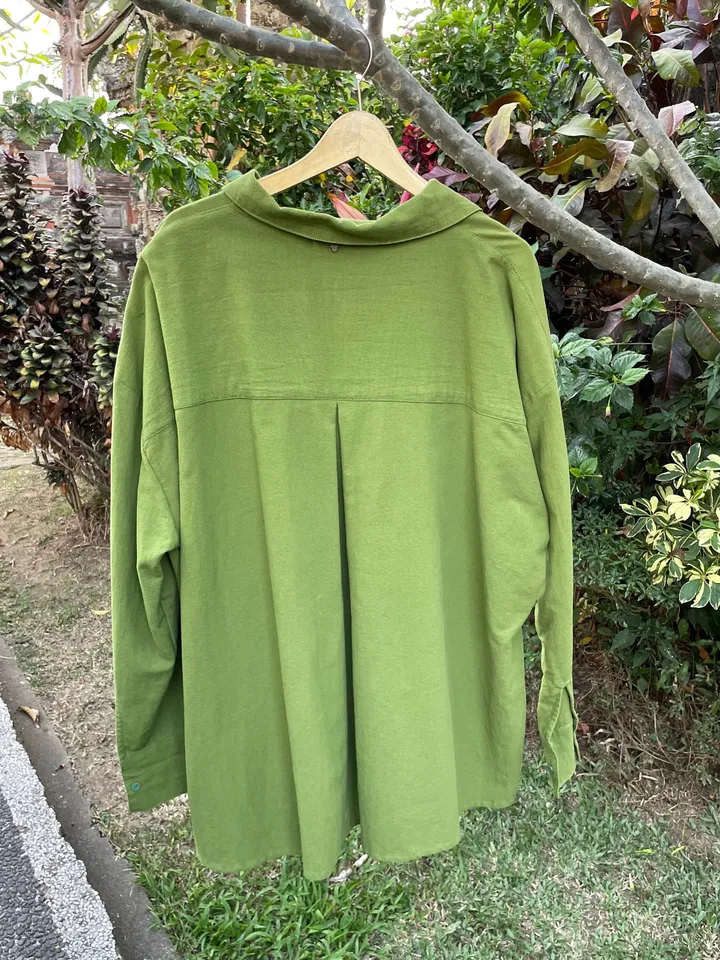 Pure linen oversize khaki shirt / soft linen summer bikini cover up maldi shirt / classy shirt comfy resort wear / comfy women wear
