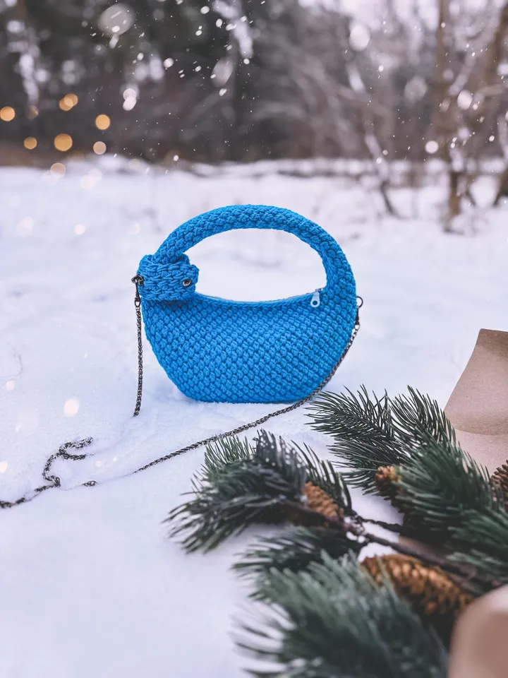 Crochet pattern hobo handbag PDF digital instant download and video tutorial, small purse, shoulder mini bag, top handle, eco friendly shopp
