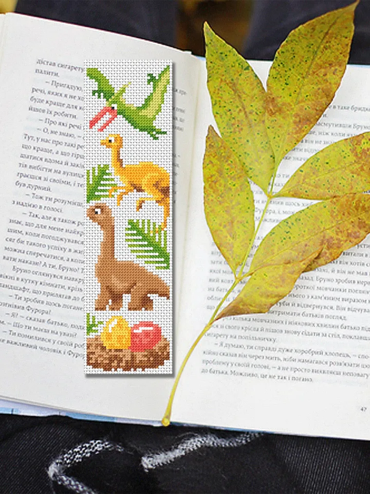 Dinosaur bookmark cross stitch pattern PDF download Baby dinosaur cross stitch chart, Bookmark pattern digital PDF, Dinosaur gifts #B276