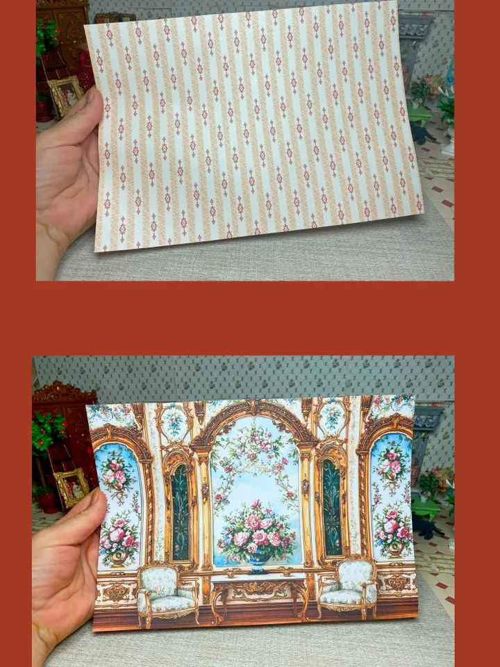 Wallpaper for a dollhouse. 1:12. A4. Digital printing. Photo background.