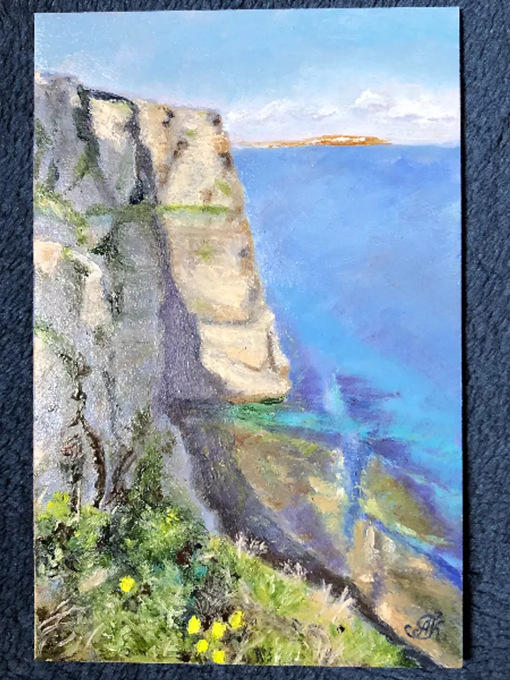 Rocky coast seascape original oil painting hand painted modern painting wall art 6x9 inches