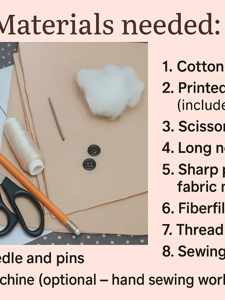 13-Inch Doll Body Pattern – PDF Sewing Pattern + Step-by-Step Tutorial