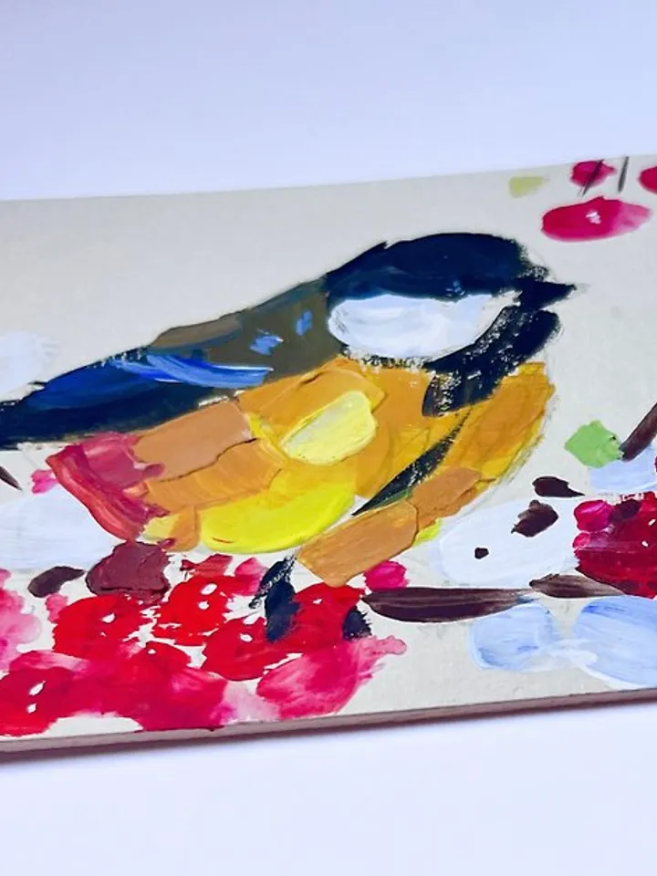 chickadee painting bird Original art Small Artwork Animal Art