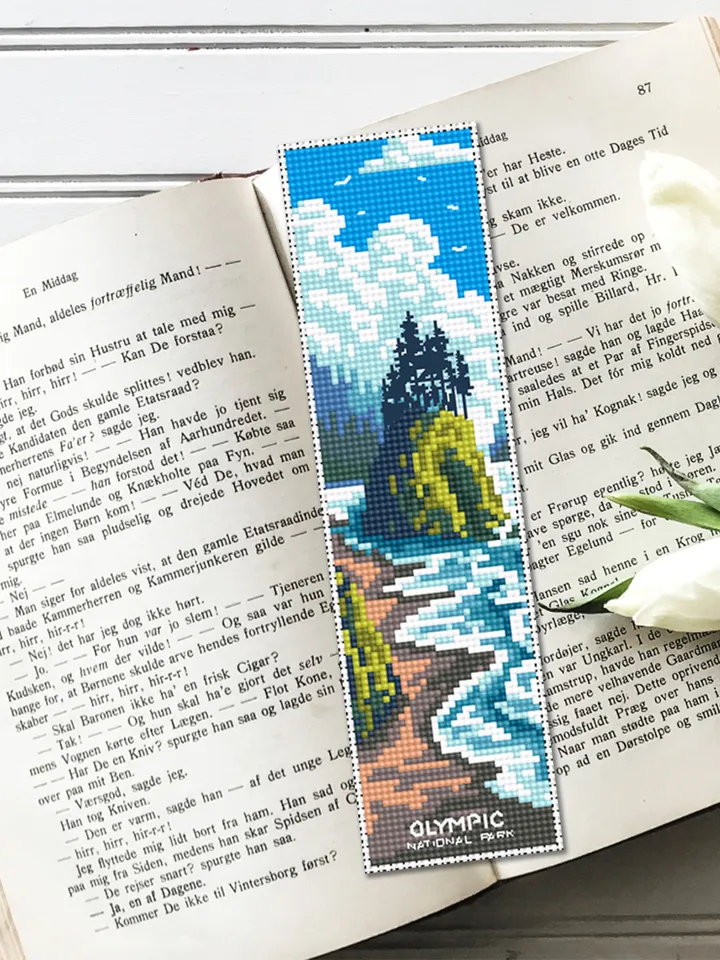 National Park bookmark set cross stitch pattern PDF download Nature cross stitch chart, Digital bookmark pattern PDF, Lighthouse #B184