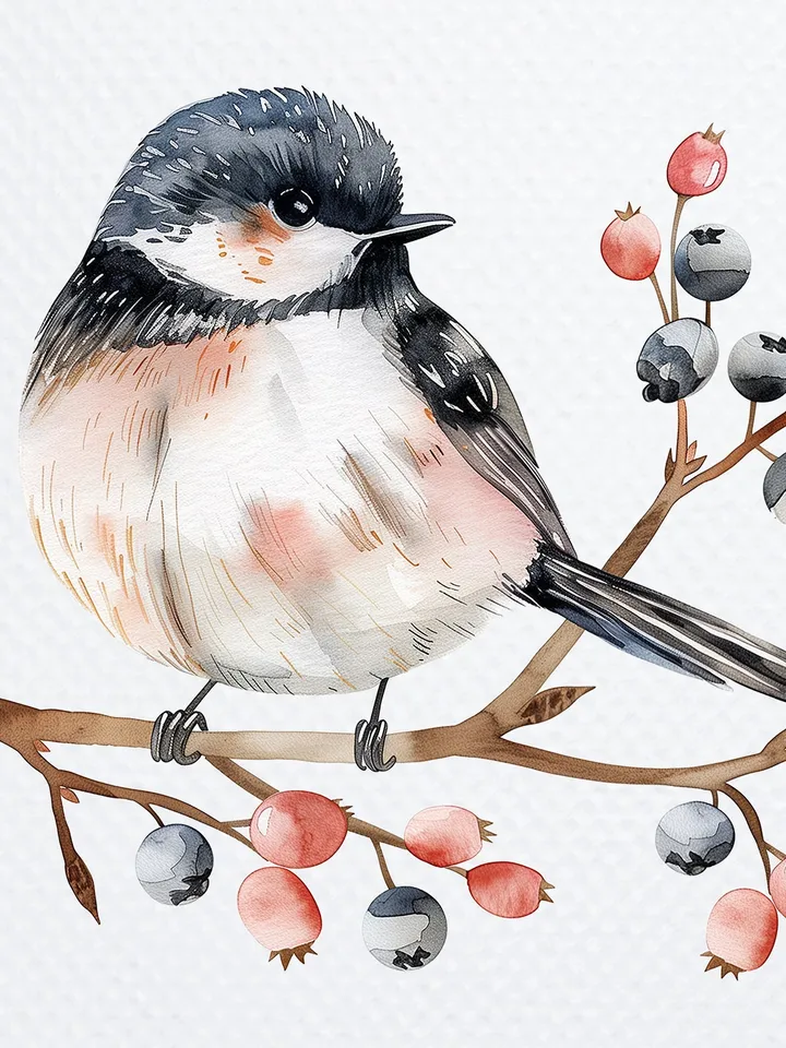 24 Scandinavian Birds PNG Bundle, Watercolor Floral Birds for sublimation, Printable vintage birds clipart, Paper craft, junk journals