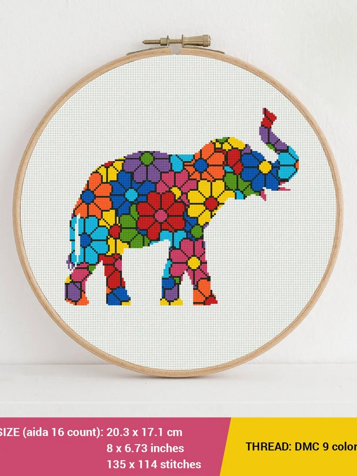 Bundle of 3 Elephant, Lion, Rhino Cross stitch pattern | Embroidery Pattern | Instant Download | Embroidery Designs