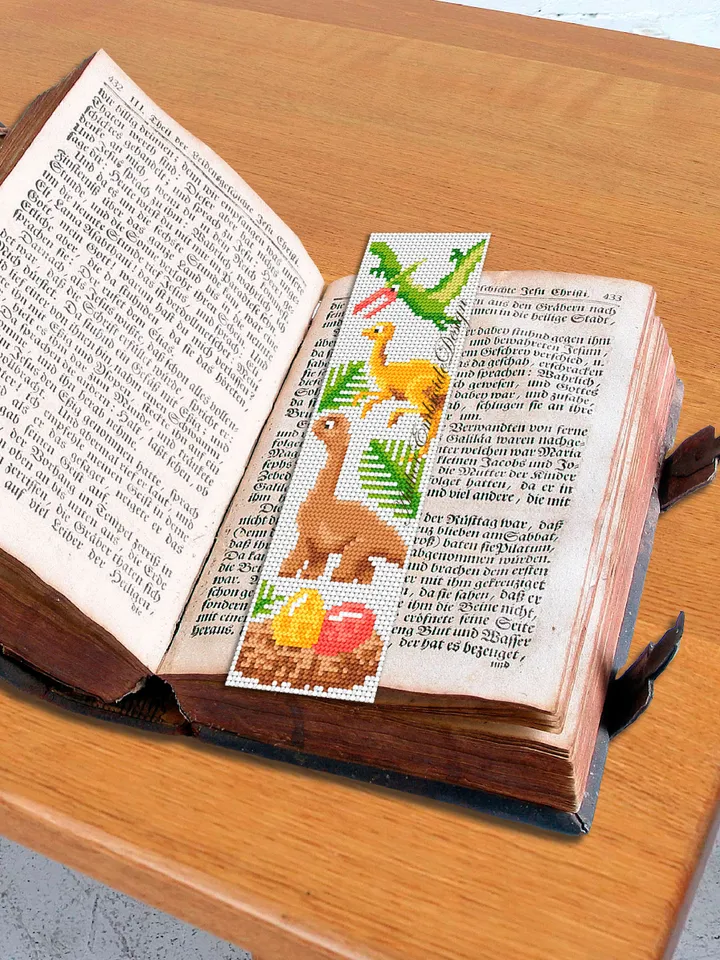 Dinosaur bookmark cross stitch pattern PDF download Baby dinosaur cross stitch chart, Bookmark pattern digital PDF, Dinosaur gifts #B276