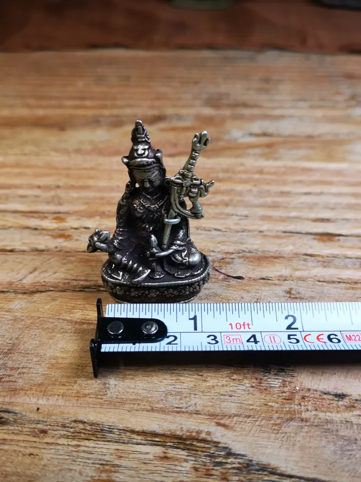 Lotus Born-Guru Rinpoche,Gandhanra 13 Types Retro Handcarved Mini Brass Tibet Tantric Buddha Statue,Top Collection Figurine Amulet