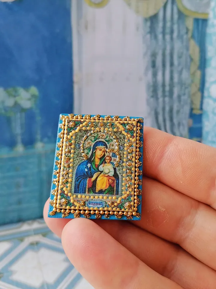 Miniature icon. Christmas icon.1:12 scale.Dollhouse miniature. Christmas. 1:12.Handmade.