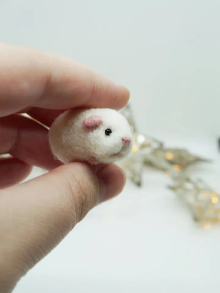 Tiny needle felted guinea pig, white guinea pig, miniature pet, made to order