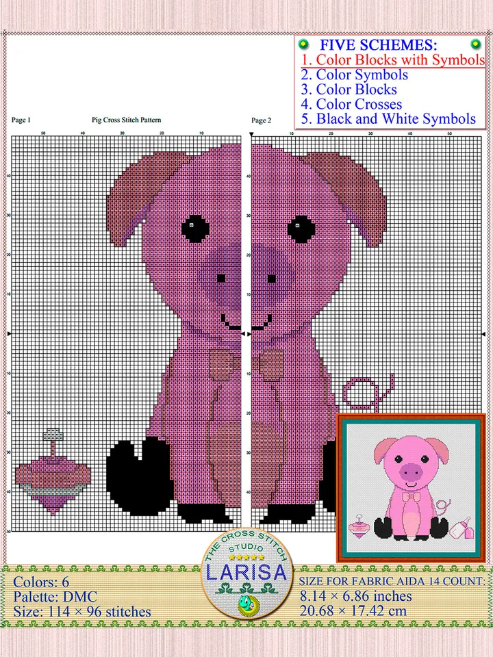 Pig Cross Stitch Pattern | Piggy’s Picture Chart