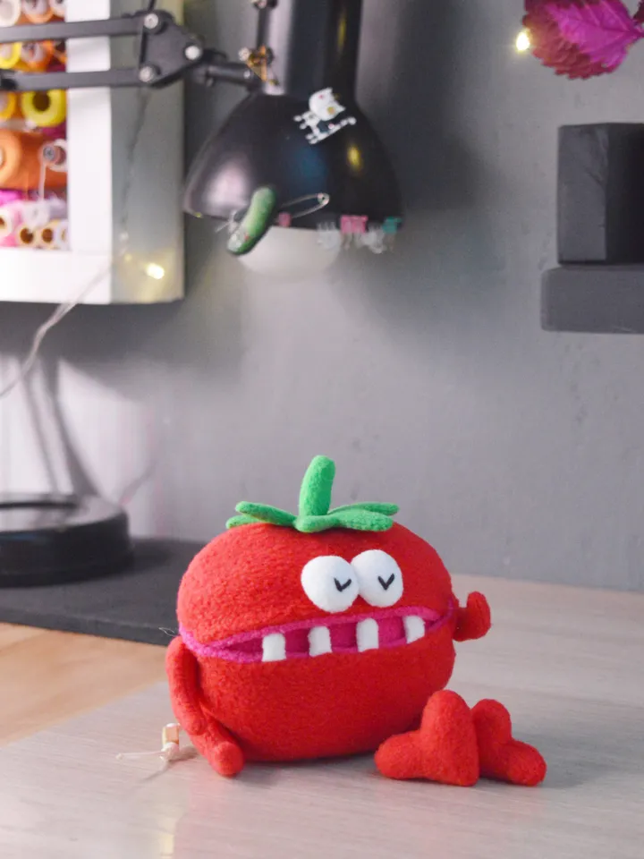 Plush Tomato PDF Pattern – Fleece Toy with Mouth & Limbs