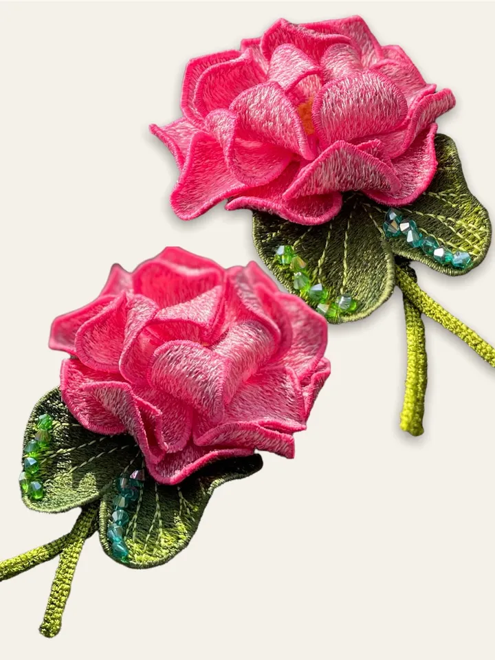 Water lily FSL machine embroidery design 3D flower for making hairpins, brooches or other jewelry Flower FSL Embroidery pattern flower motif