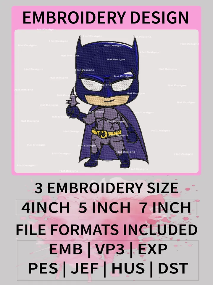 DC Comics Embroidery Files, Batman Movie Embroidery Designs, Batman, Machine Embroidery Pattern